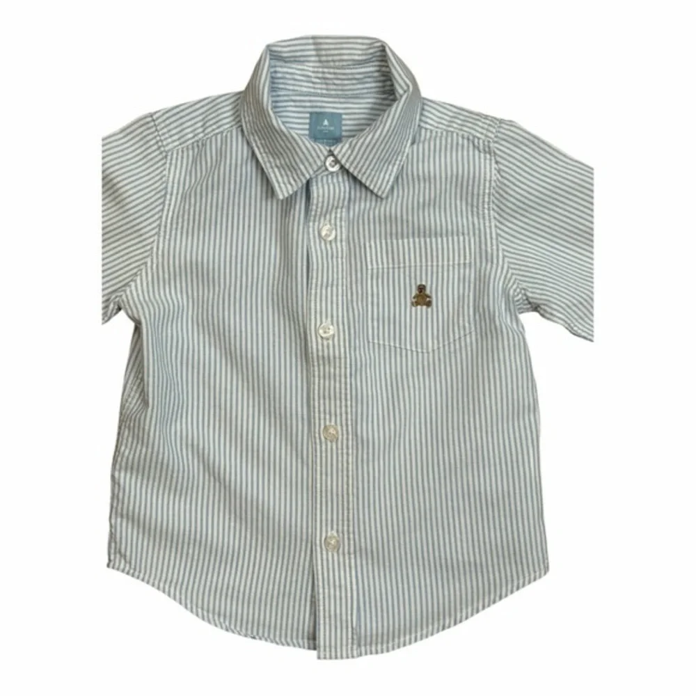 Baby Gap Oxford Shirt 3 Yrs Kids Boy's White Blue Striped Button Down Shirt